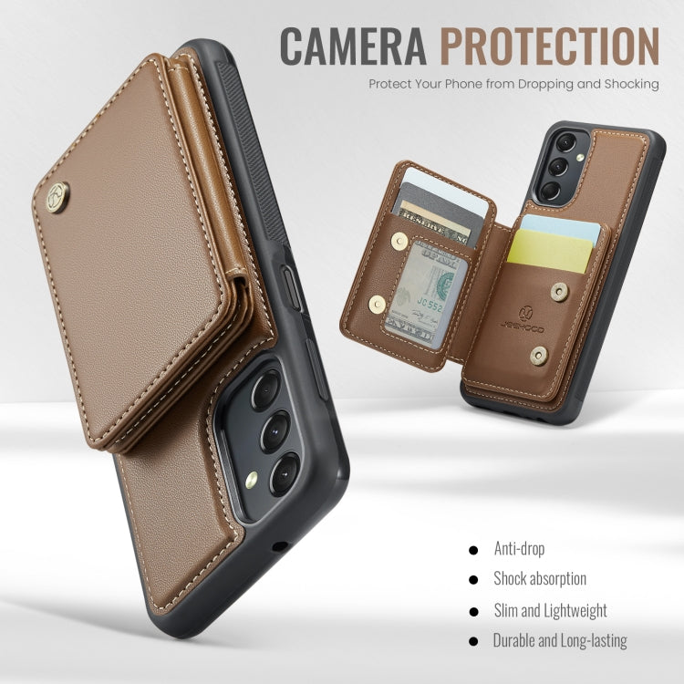 For Samsung Galaxy A24 4G JEEHOOD J05 Business Magnetic Style RFID Leather Phone Case(Brown)