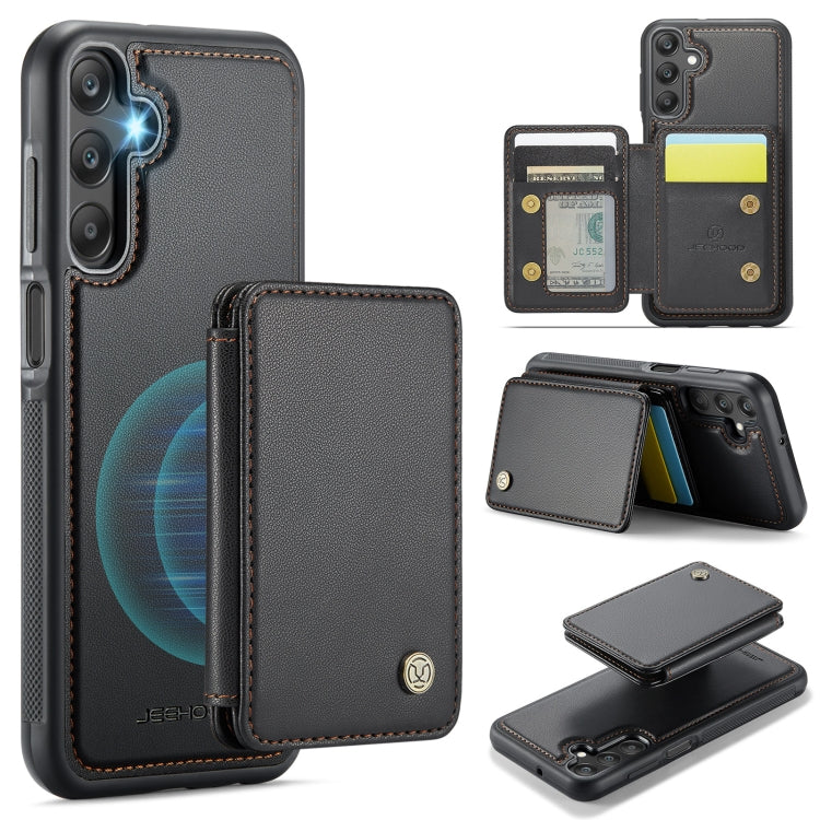 For Samsung Galaxy A25 JEEHOOD J05 Business Magnetic Style RFID Leather Phone Case(Black)