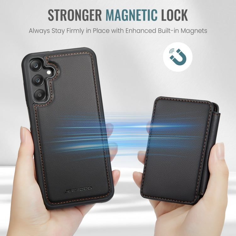 For Samsung Galaxy A25 JEEHOOD J05 Business Magnetic Style RFID Leather Phone Case(Black)