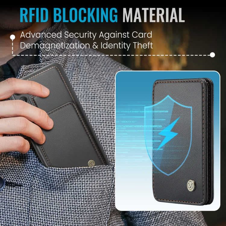 For Samsung Galaxy A25 JEEHOOD J05 Business Magnetic Style RFID Leather Phone Case(Black)