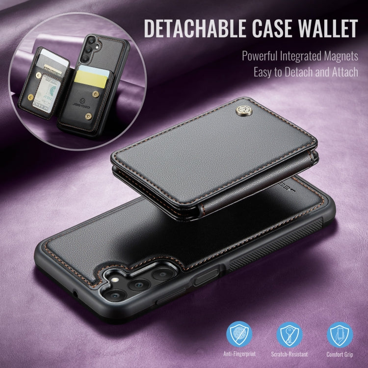 For Samsung Galaxy A25 JEEHOOD J05 Business Magnetic Style RFID Leather Phone Case(Black)