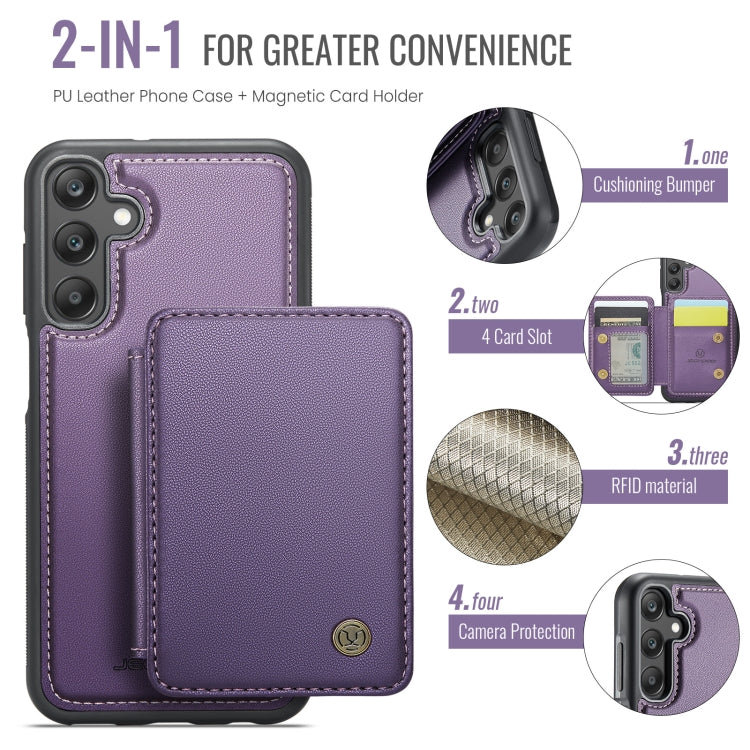 For Samsung Galaxy A25 JEEHOOD J05 Business Magnetic Style RFID Leather Phone Case(Purple)