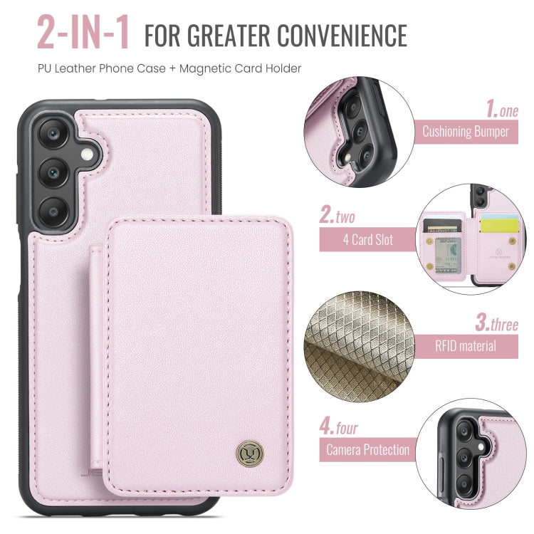 For Samsung Galaxy A25 JEEHOOD J05 Business Magnetic Style RFID Leather Phone Case(Pink)