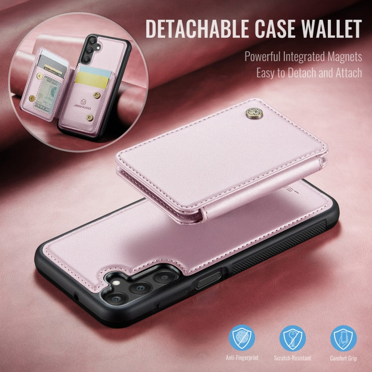 For Samsung Galaxy A25 JEEHOOD J05 Business Magnetic Style RFID Leather Phone Case(Pink)