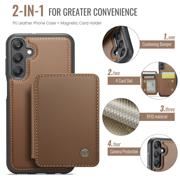 For Samsung Galaxy A25 JEEHOOD J05 Business Magnetic Style RFID Leather Phone Case(Brown)