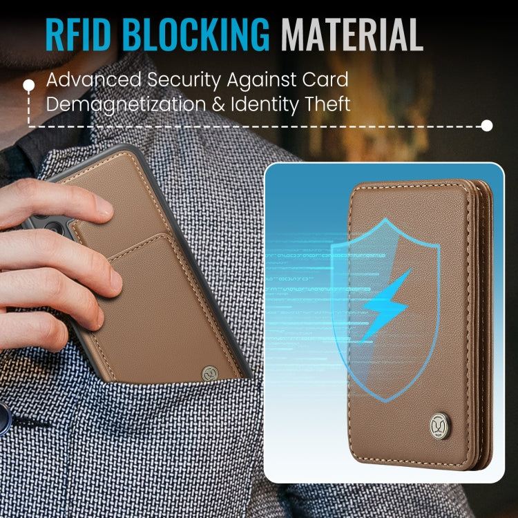 For Samsung Galaxy A25 JEEHOOD J05 Business Magnetic Style RFID Leather Phone Case(Brown)