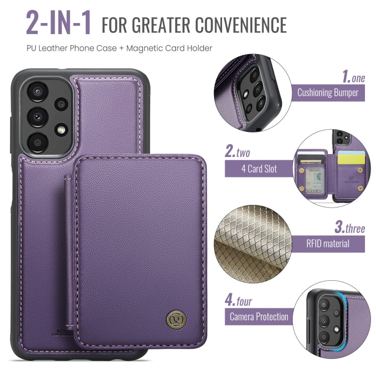 For Samsung Galaxy A33 5G JEEHOOD J05 Business Magnetic Style RFID Leather Phone Case(Purple)