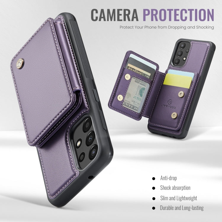 For Samsung Galaxy A33 5G JEEHOOD J05 Business Magnetic Style RFID Leather Phone Case(Purple)