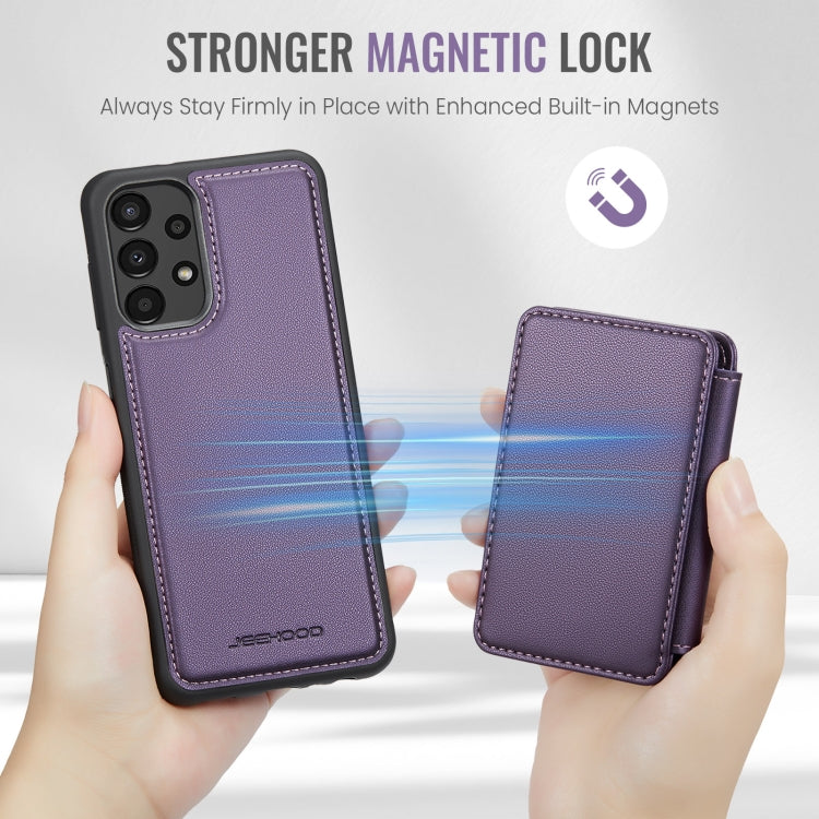 For Samsung Galaxy A33 5G JEEHOOD J05 Business Magnetic Style RFID Leather Phone Case(Purple)