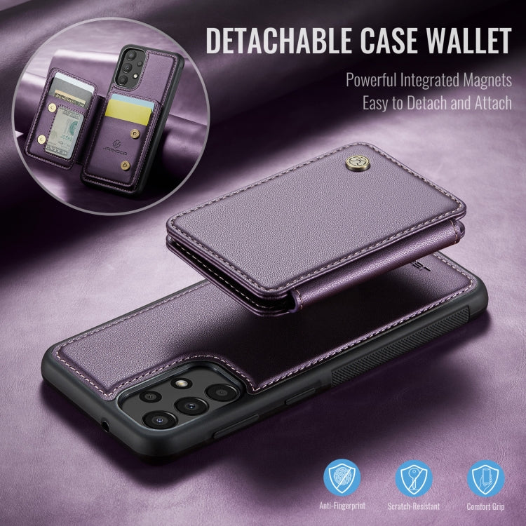 For Samsung Galaxy A33 5G JEEHOOD J05 Business Magnetic Style RFID Leather Phone Case(Purple)