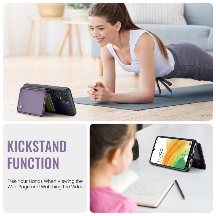 For Samsung Galaxy A33 5G JEEHOOD J05 Business Magnetic Style RFID Leather Phone Case(Purple)