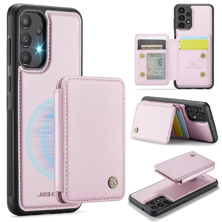 For Samsung Galaxy A33 5G JEEHOOD J05 Business Magnetic Style RFID Leather Phone Case(Pink)