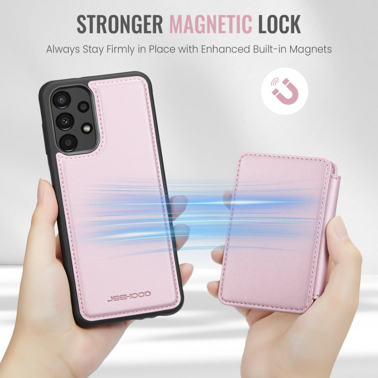 For Samsung Galaxy A33 5G JEEHOOD J05 Business Magnetic Style RFID Leather Phone Case(Pink)