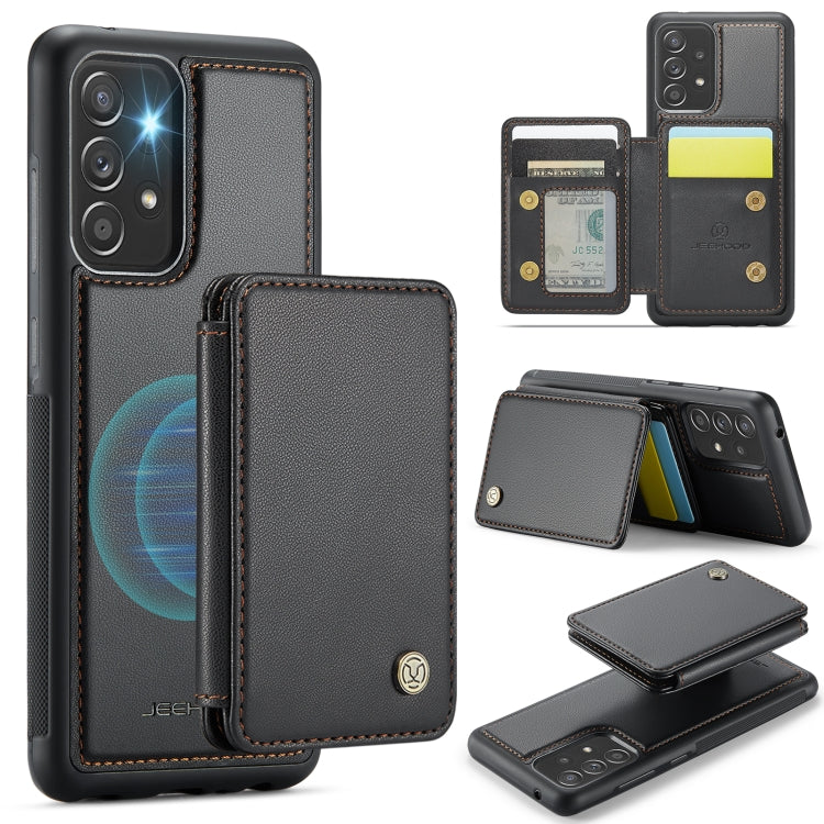 For Samsung Galaxy A53 5G JEEHOOD J05 Business Magnetic Style RFID Leather Phone Case(Black)
