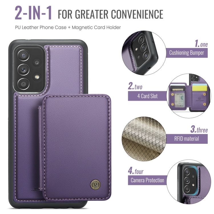 For Samsung Galaxy A53 5G JEEHOOD J05 Business Magnetic Style RFID Leather Phone Case(Purple)