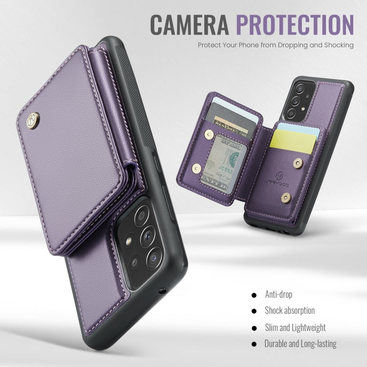 For Samsung Galaxy A53 5G JEEHOOD J05 Business Magnetic Style RFID Leather Phone Case(Purple)