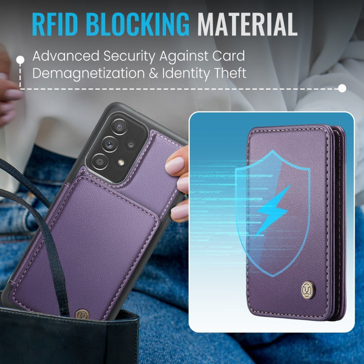 For Samsung Galaxy A53 5G JEEHOOD J05 Business Magnetic Style RFID Leather Phone Case(Purple)