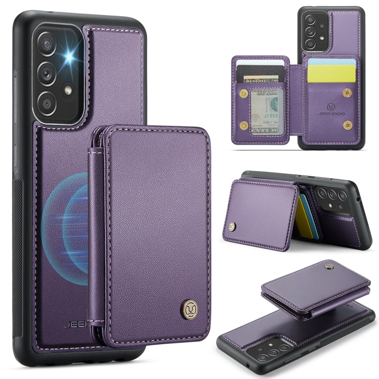 For Samsung Galaxy A53 5G JEEHOOD J05 Business Magnetic Style RFID Leather Phone Case(Purple)
