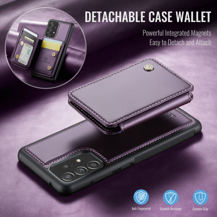 For Samsung Galaxy A53 5G JEEHOOD J05 Business Magnetic Style RFID Leather Phone Case(Purple)