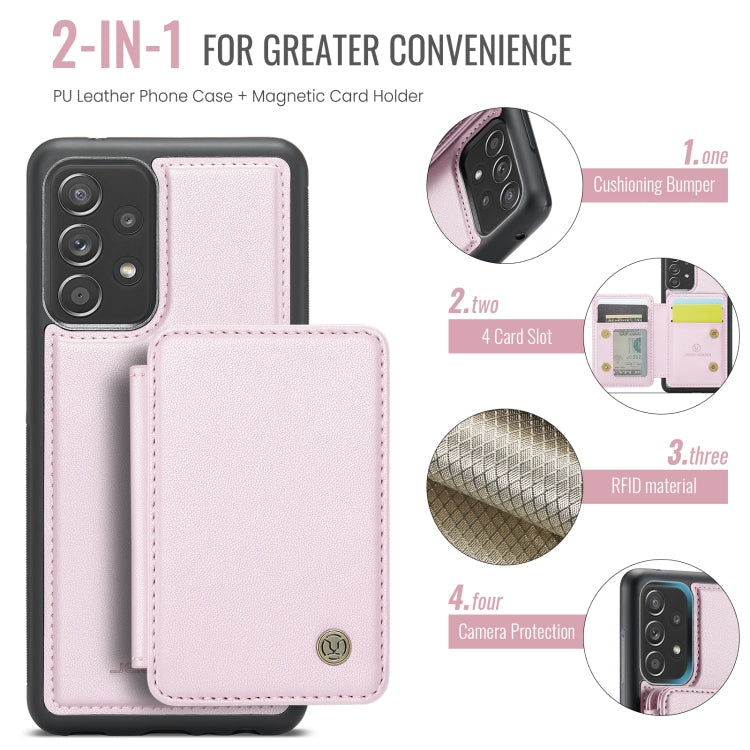 For Samsung Galaxy A53 5G JEEHOOD J05 Business Magnetic Style RFID Leather Phone Case(Pink)