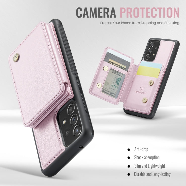 For Samsung Galaxy A53 5G JEEHOOD J05 Business Magnetic Style RFID Leather Phone Case(Pink)