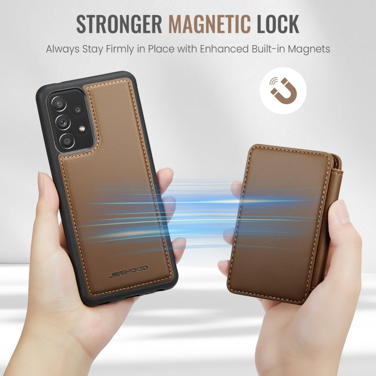 For Samsung Galaxy A53 5G JEEHOOD J05 Business Magnetic Style RFID Leather Phone Case(Brown)
