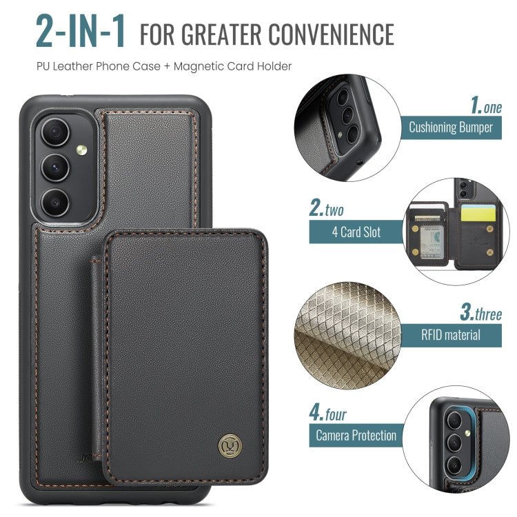 For Samsung Galaxy A34 5G JEEHOOD J05 Business Magnetic Style RFID Leather Phone Case(Black)