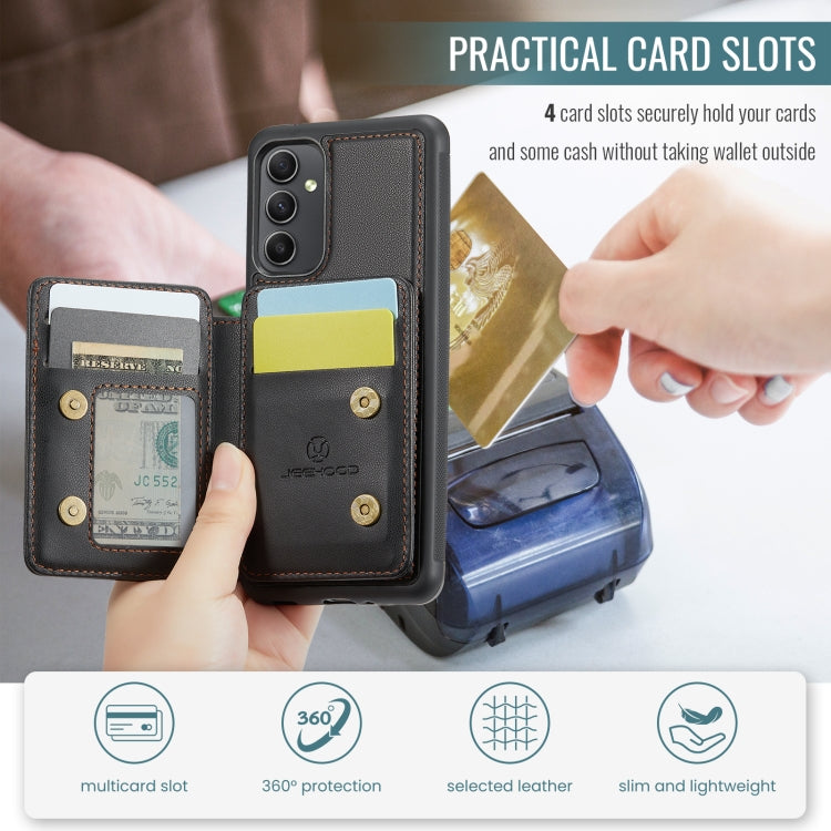 For Samsung Galaxy A34 5G JEEHOOD J05 Business Magnetic Style RFID Leather Phone Case(Black)