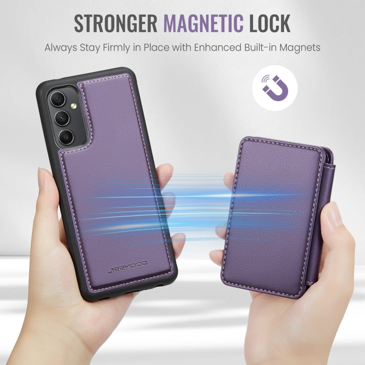 For Samsung Galaxy A34 5G JEEHOOD J05 Business Magnetic Style RFID Leather Phone Case(Purple)