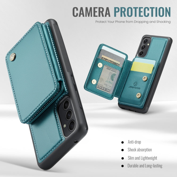 For Samsung Galaxy A34 5G JEEHOOD J05 Business Magnetic Style RFID Leather Phone Case(Blue Green)