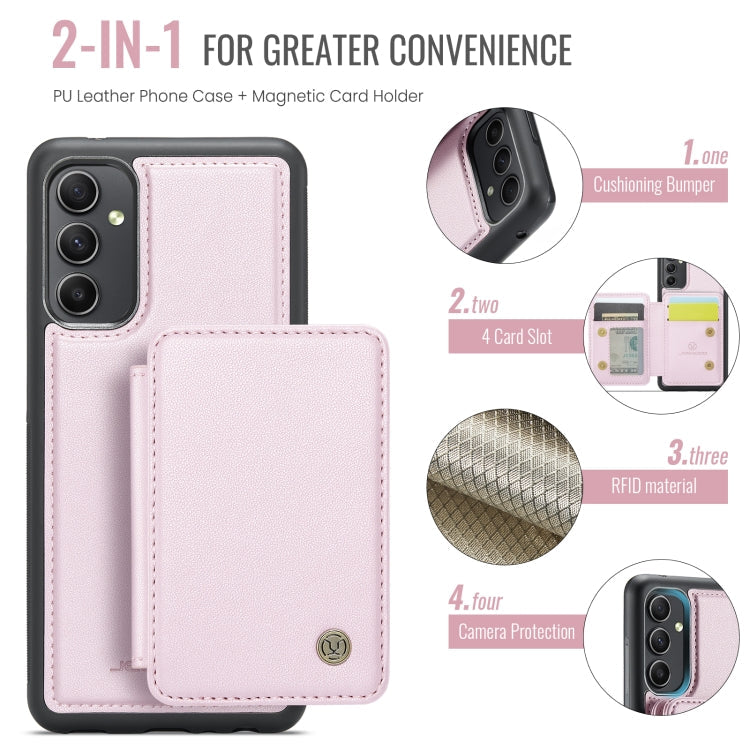 For Samsung Galaxy A34 5G JEEHOOD J05 Business Magnetic Style RFID Leather Phone Case(Pink)