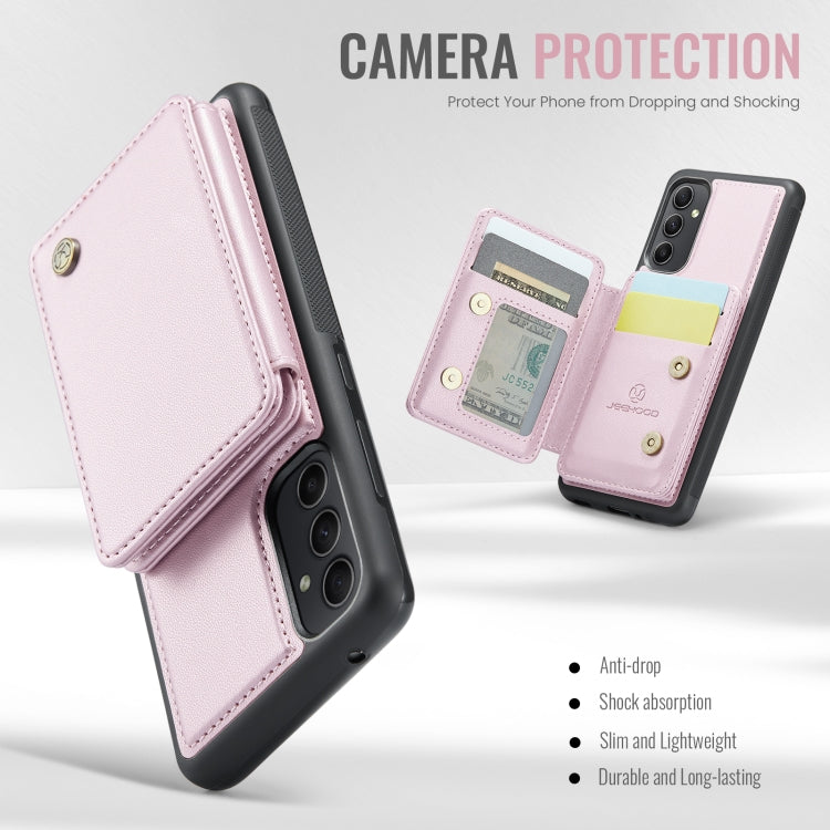 For Samsung Galaxy A34 5G JEEHOOD J05 Business Magnetic Style RFID Leather Phone Case(Pink)
