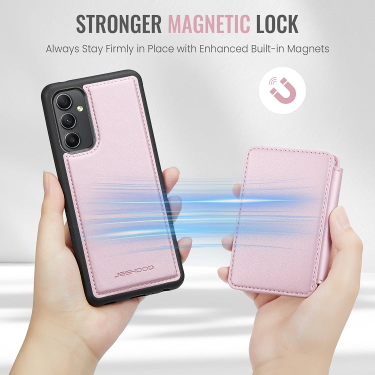 For Samsung Galaxy A34 5G JEEHOOD J05 Business Magnetic Style RFID Leather Phone Case(Pink)