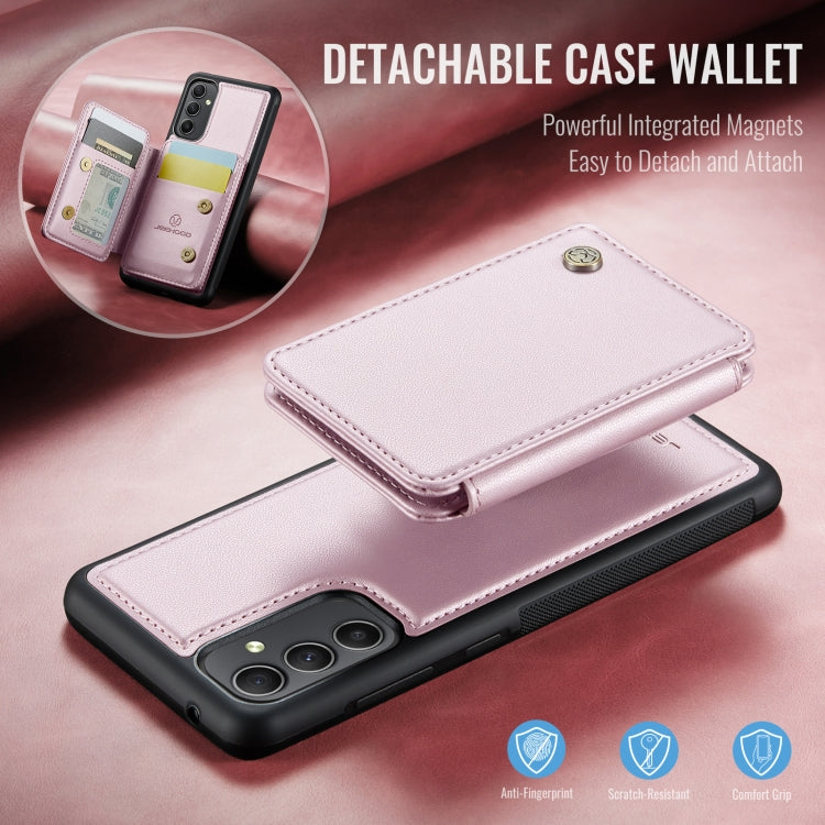 For Samsung Galaxy A34 5G JEEHOOD J05 Business Magnetic Style RFID Leather Phone Case(Pink)