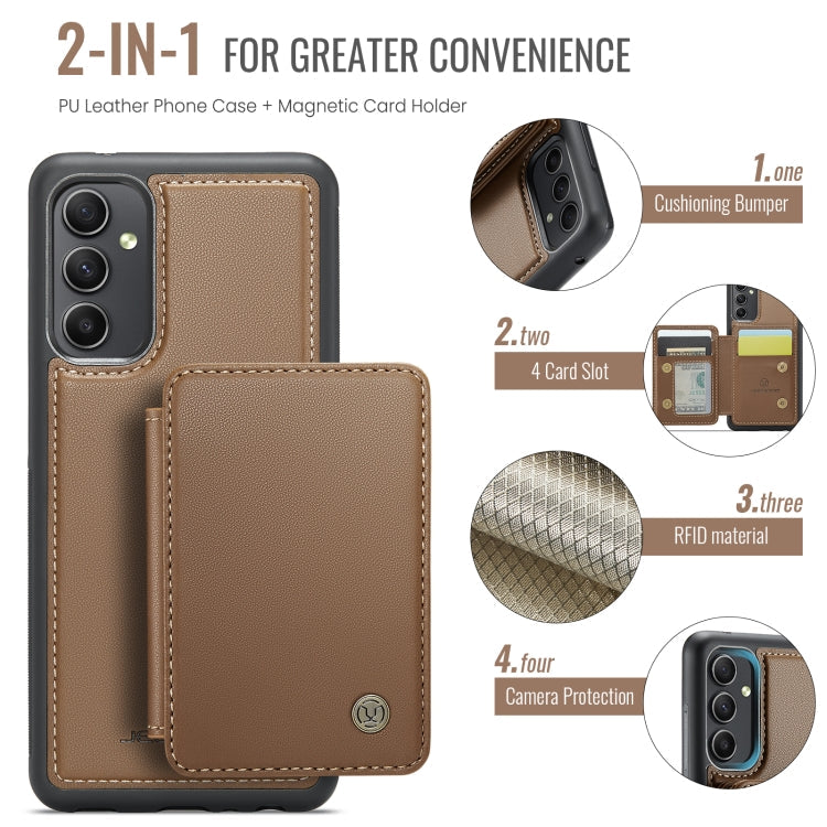 For Samsung Galaxy A34 5G JEEHOOD J05 Business Magnetic Style RFID Leather Phone Case(Brown)