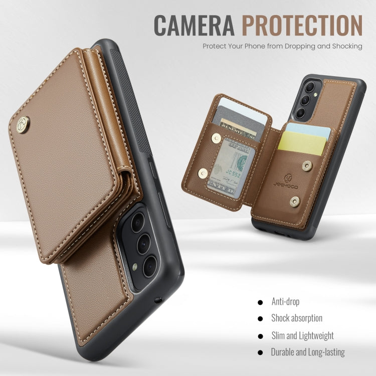 For Samsung Galaxy A34 5G JEEHOOD J05 Business Magnetic Style RFID Leather Phone Case(Brown)