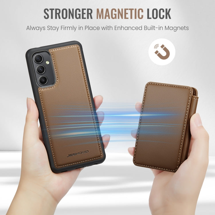 For Samsung Galaxy A34 5G JEEHOOD J05 Business Magnetic Style RFID Leather Phone Case(Brown)