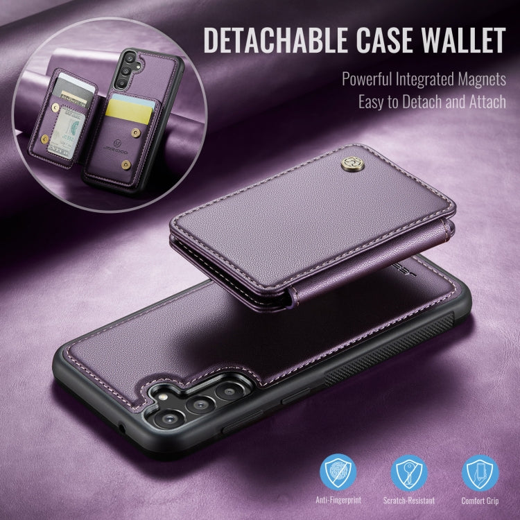 For Samsung Galaxy A35 5G JEEHOOD J05 Business Magnetic Style RFID Leather Phone Case(Purple)