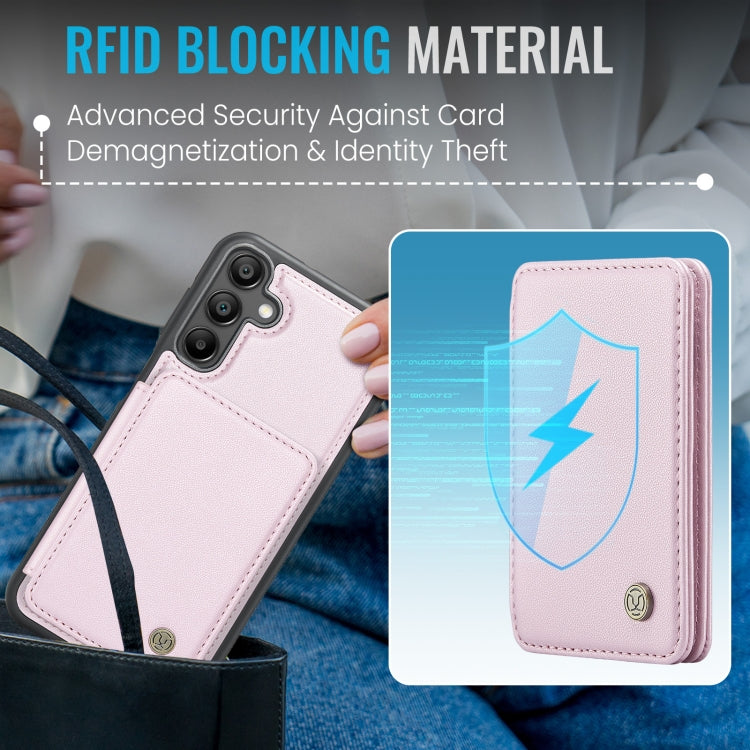 For Samsung Galaxy A35 5G JEEHOOD J05 Business Magnetic Style RFID Leather Phone Case(Pink)