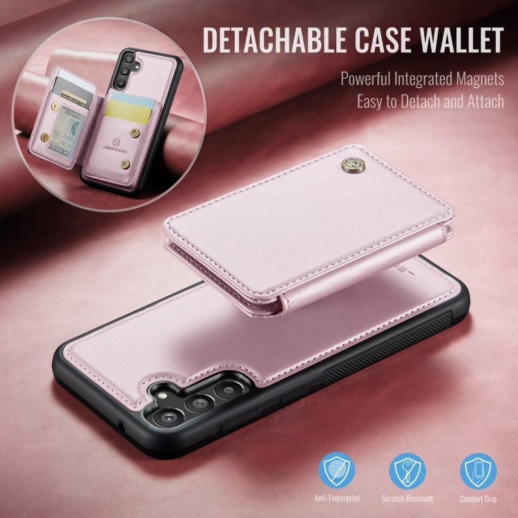 For Samsung Galaxy A35 5G JEEHOOD J05 Business Magnetic Style RFID Leather Phone Case(Pink)
