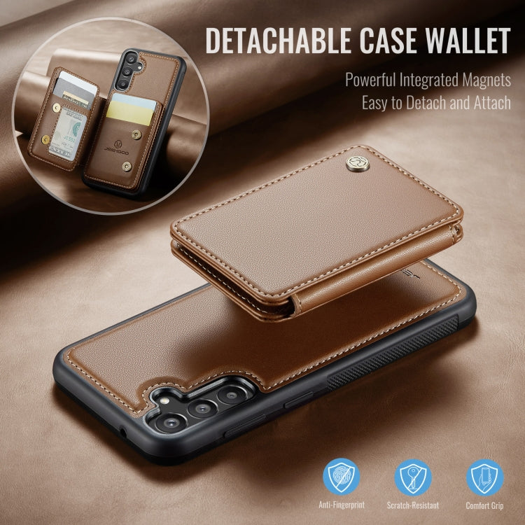 For Samsung Galaxy A35 5G JEEHOOD J05 Business Magnetic Style RFID Leather Phone Case(Brown)