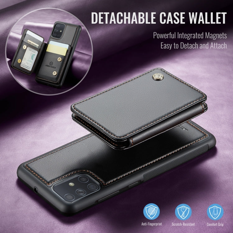 For Samsung Galaxy A51 4G JEEHOOD J05 Business Magnetic Style RFID Leather Phone Case(Black)