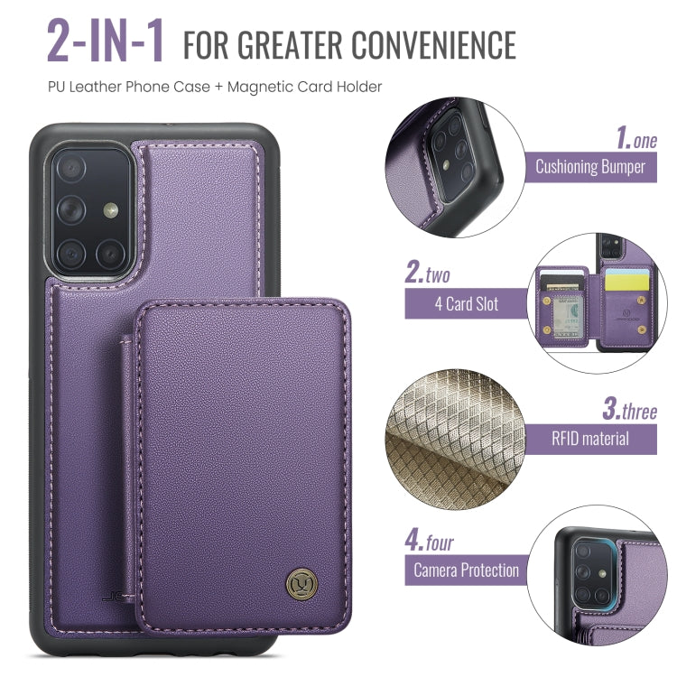 For Samsung Galaxy A51 4G JEEHOOD J05 Business Magnetic Style RFID Leather Phone Case(Purple)