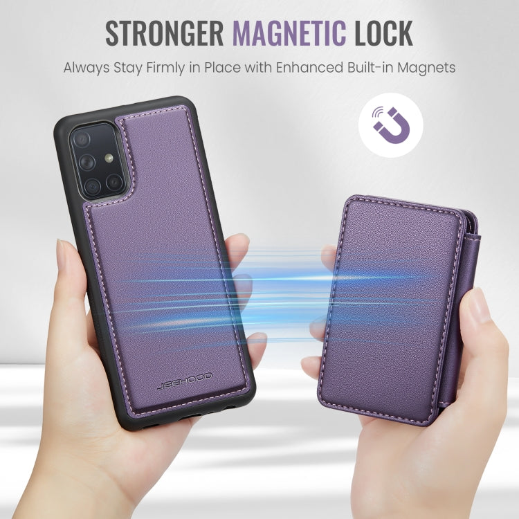 For Samsung Galaxy A51 4G JEEHOOD J05 Business Magnetic Style RFID Leather Phone Case(Purple)