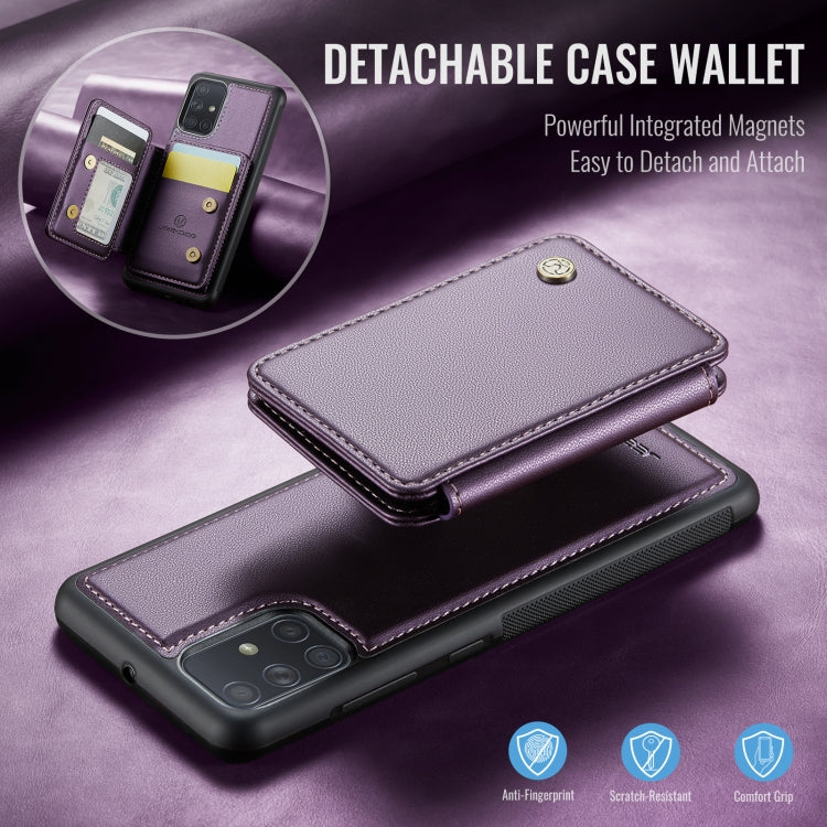 For Samsung Galaxy A51 4G JEEHOOD J05 Business Magnetic Style RFID Leather Phone Case(Purple)