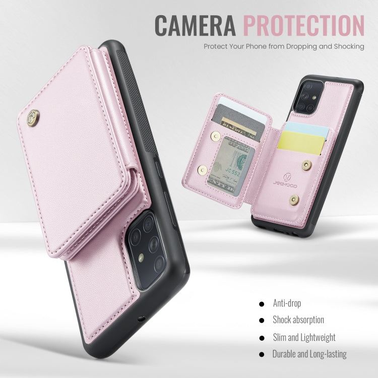 For Samsung Galaxy A51 4G JEEHOOD J05 Business Magnetic Style RFID Leather Phone Case(Pink)