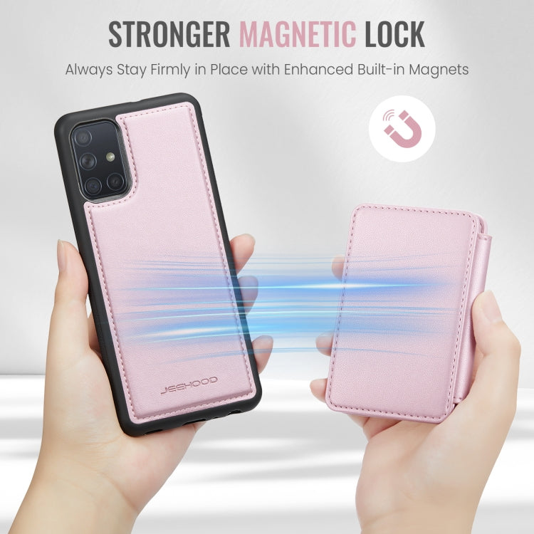 For Samsung Galaxy A51 4G JEEHOOD J05 Business Magnetic Style RFID Leather Phone Case(Pink)