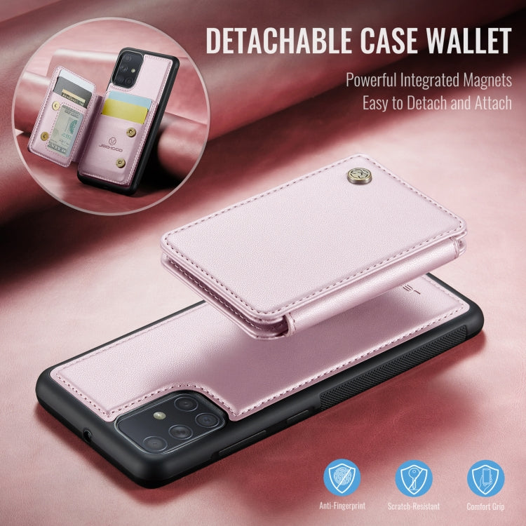 For Samsung Galaxy A51 4G JEEHOOD J05 Business Magnetic Style RFID Leather Phone Case(Pink)