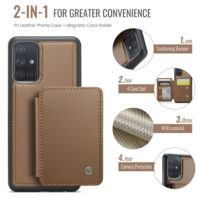 For Samsung Galaxy A51 4G JEEHOOD J05 Business Magnetic Style RFID Leather Phone Case(Brown)