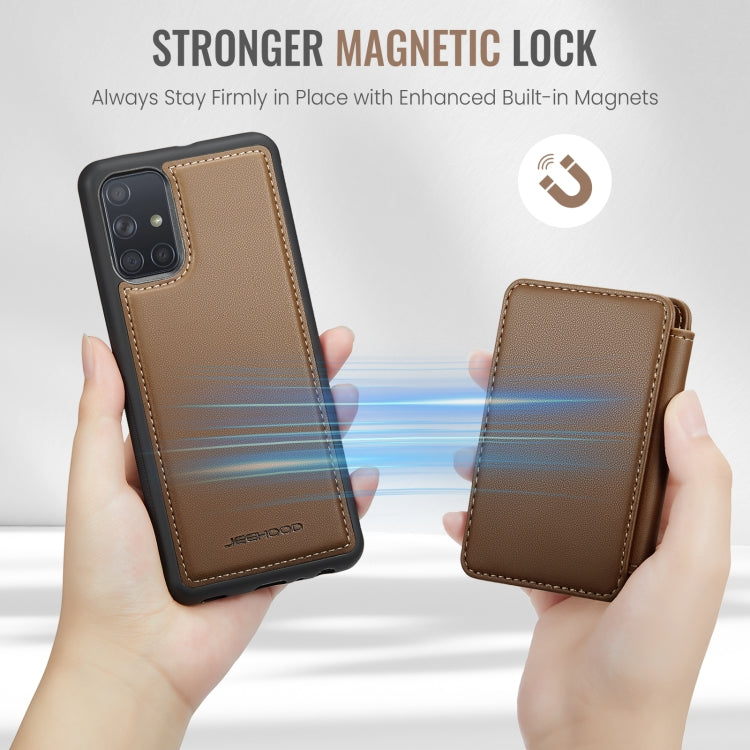 For Samsung Galaxy A51 4G JEEHOOD J05 Business Magnetic Style RFID Leather Phone Case(Brown)